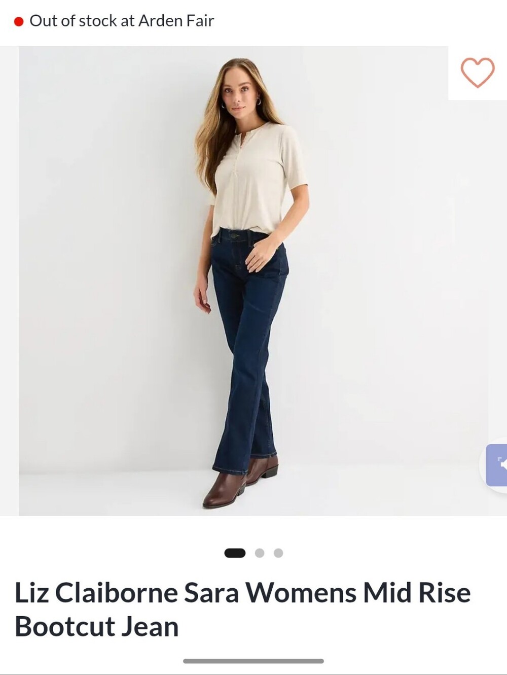 Liz Claiborne Sara Womens Mid Rise Bootcut Jean 8 (For Like 10)